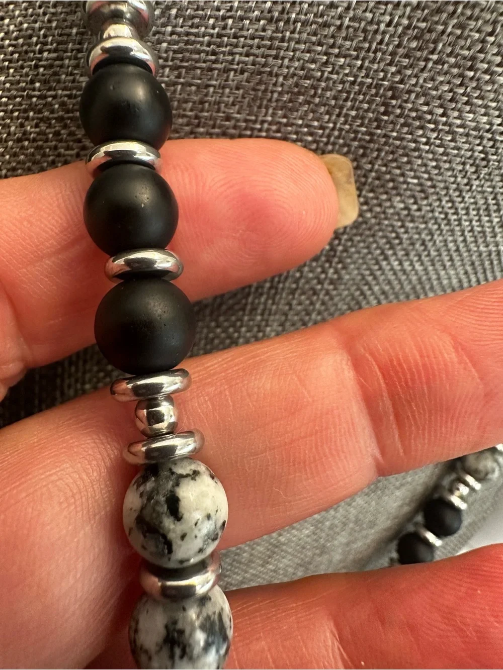 Black & White Beaded Necklace - Elegant Unisex Jewelry